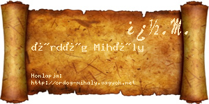 Ördög Mihály névjegykártya
